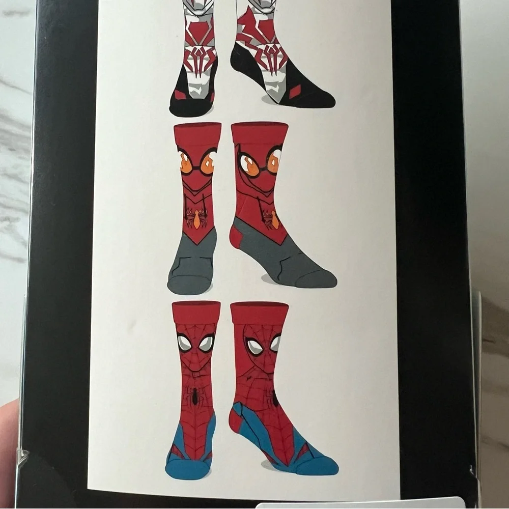 New Marvel Spiderman Venom 6 Pair Casual Crew Socks Size 8-12 Men's NWT